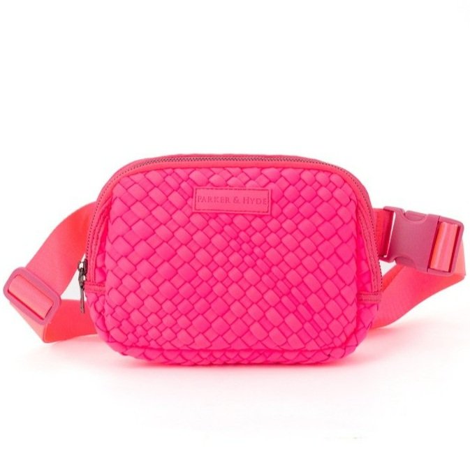 Hieta ■Becky bag/ Powder Pink Woven Belt Bag in Neon Pink — Parker & Hyde